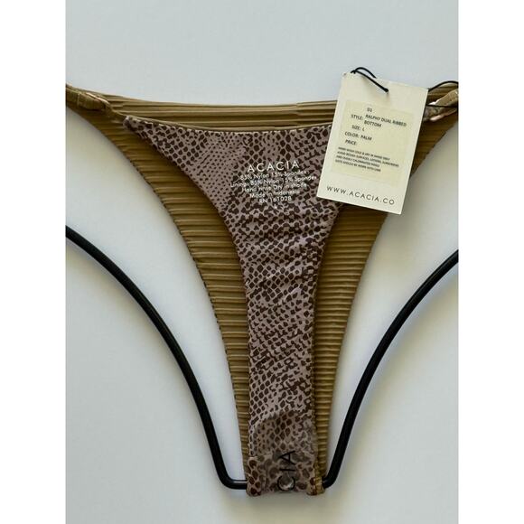 Acacia Swim Ralphy Dual Ribbed Bikini Bottom - Palm - Minimal Coverage - L - NWT - Picture 5 of 11